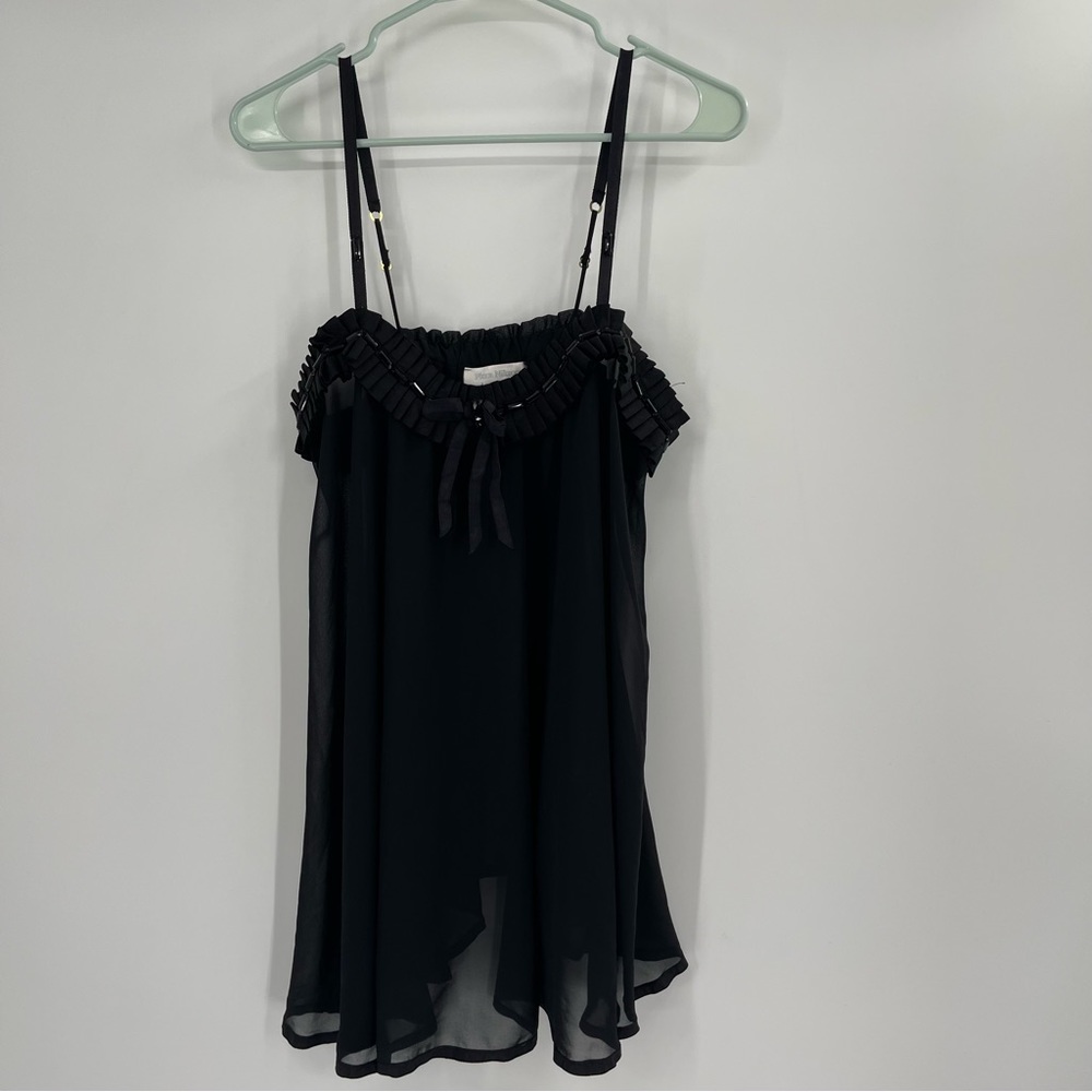 Flora Nikrooz Black Ruffle Embellished Lingerie Nightgown